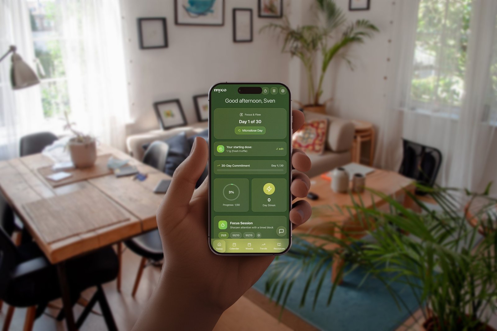 the myco app in use